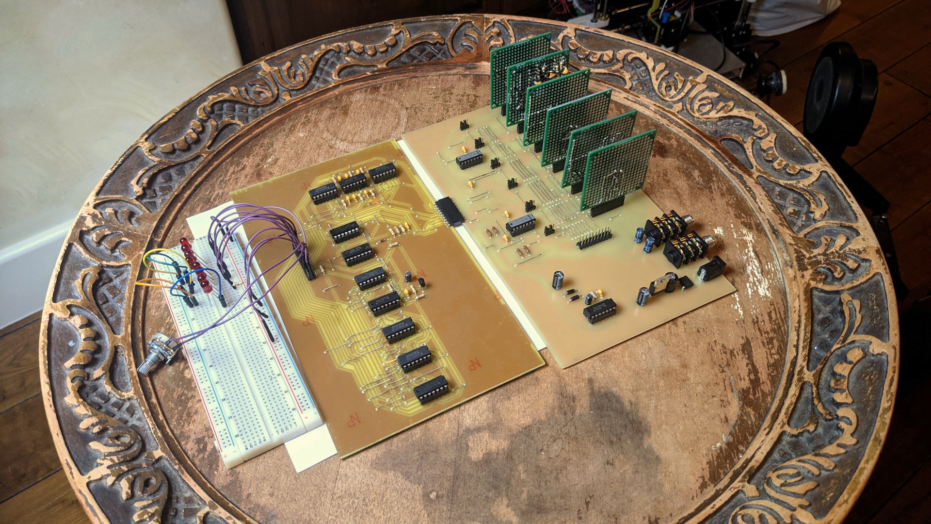 Analog drum machine built with a homemade PCB